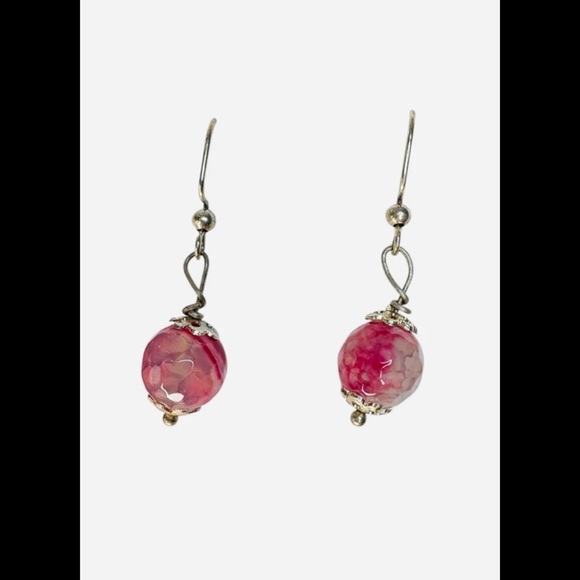 Pink Agate Drop Earrings + Beaded Necklace - Picture 4 of 6